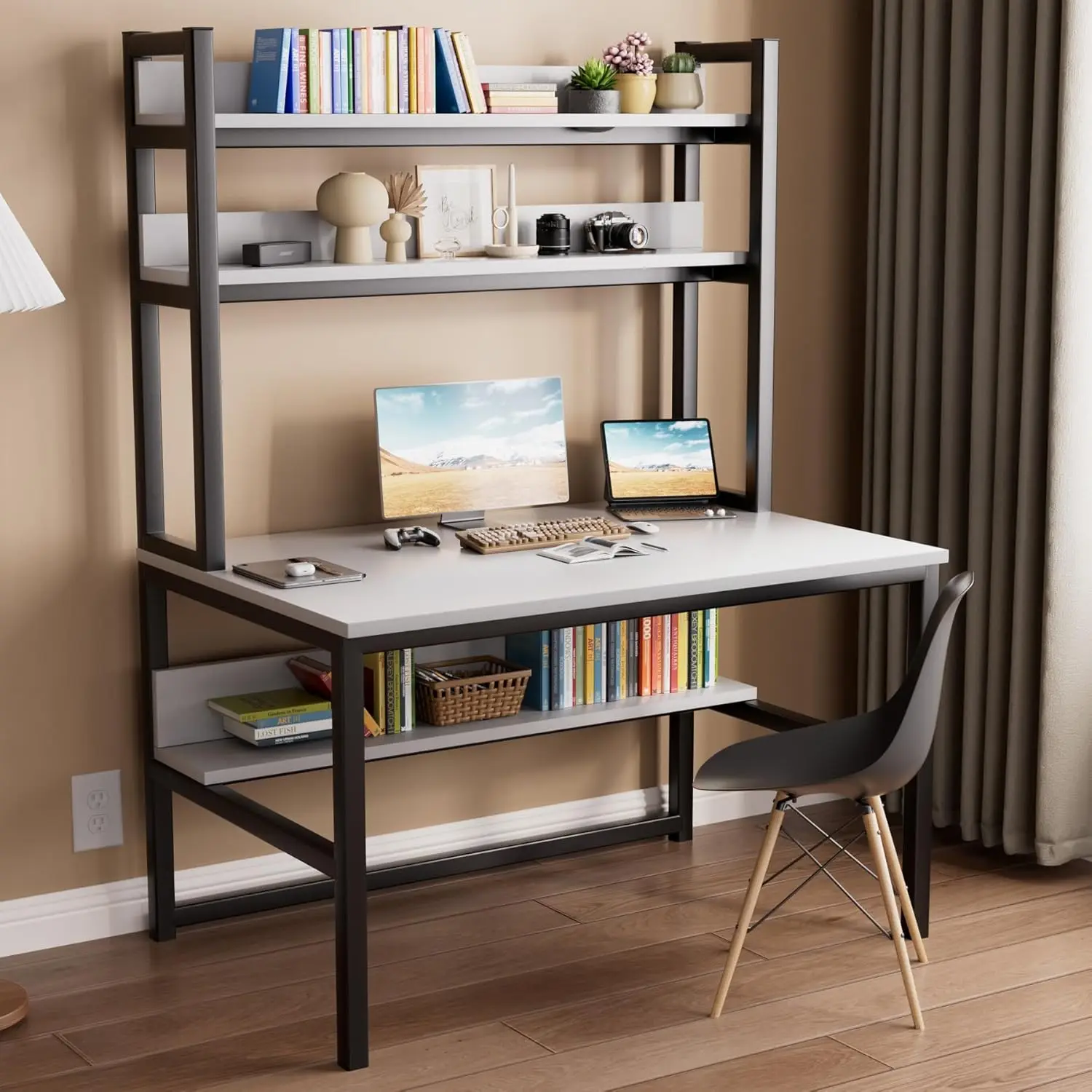 Gaming Desk With Hutch - Bureau d'ordinateur avec étagères, bureau de