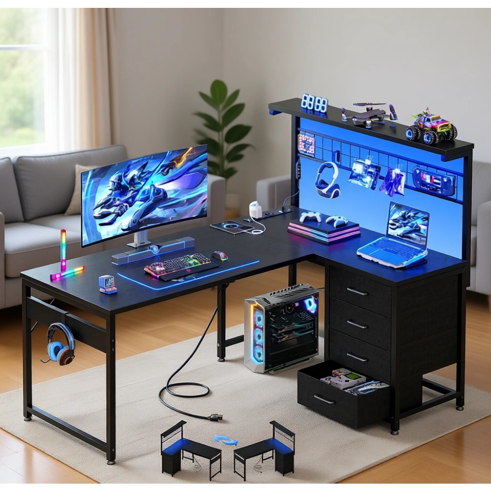 Gaming Desk With Hutch - Bureau de jeu en forme de