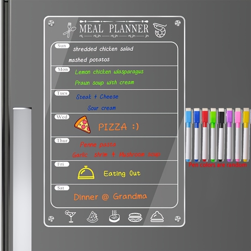 Dry Erase Weekly - Tableau de menu en acrylique pour