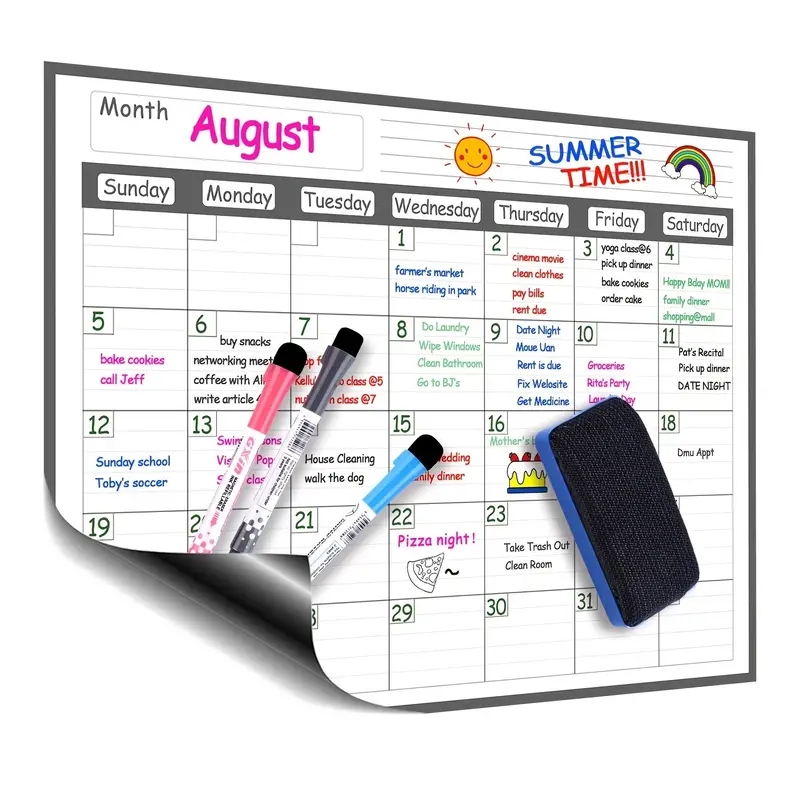 Dry Erase Weekly - 1 ensemble de calendrier magnétique effaçable