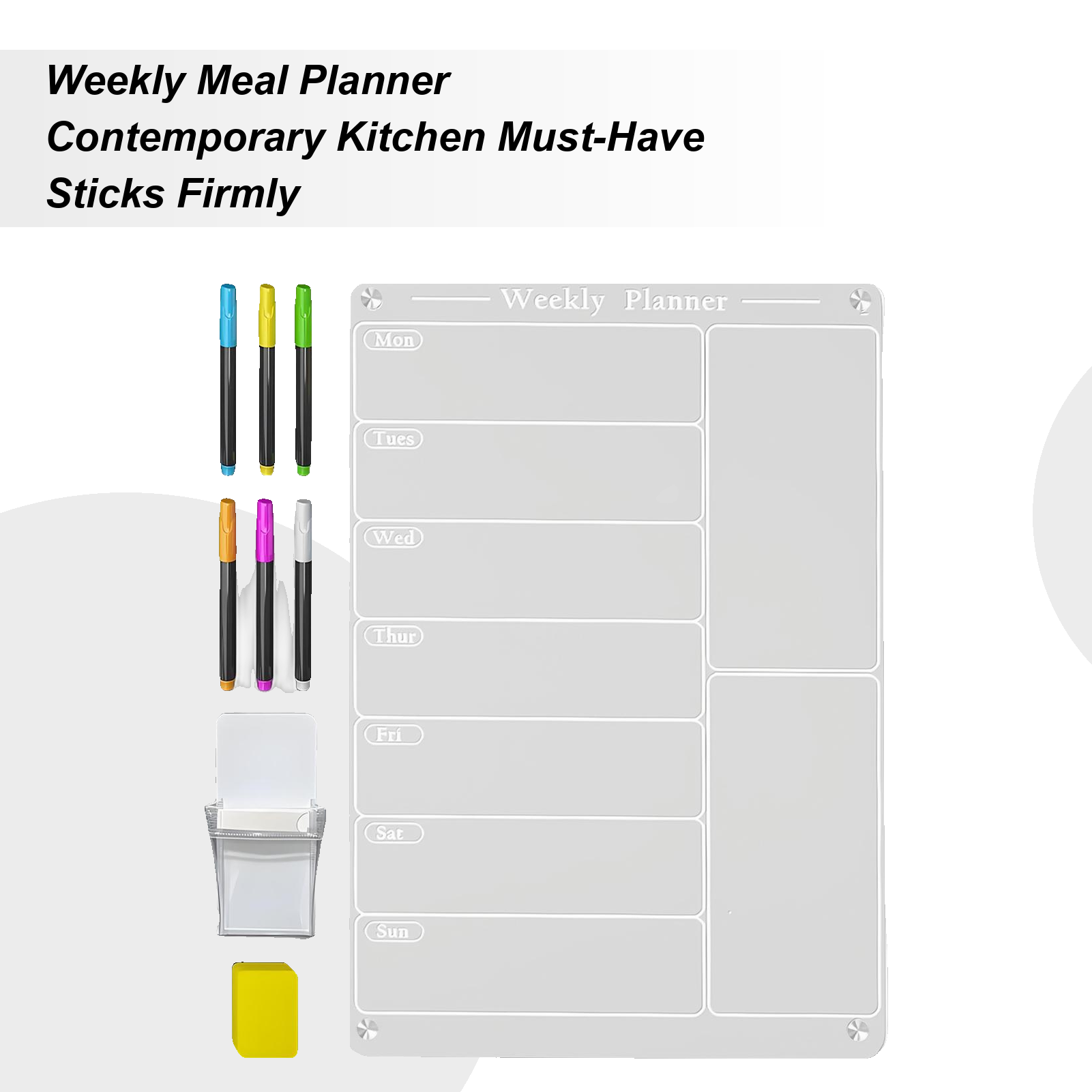 Dry Erase Weekly - Calendrier hebdomadaire magnétique pour réfrigérateur, tableau