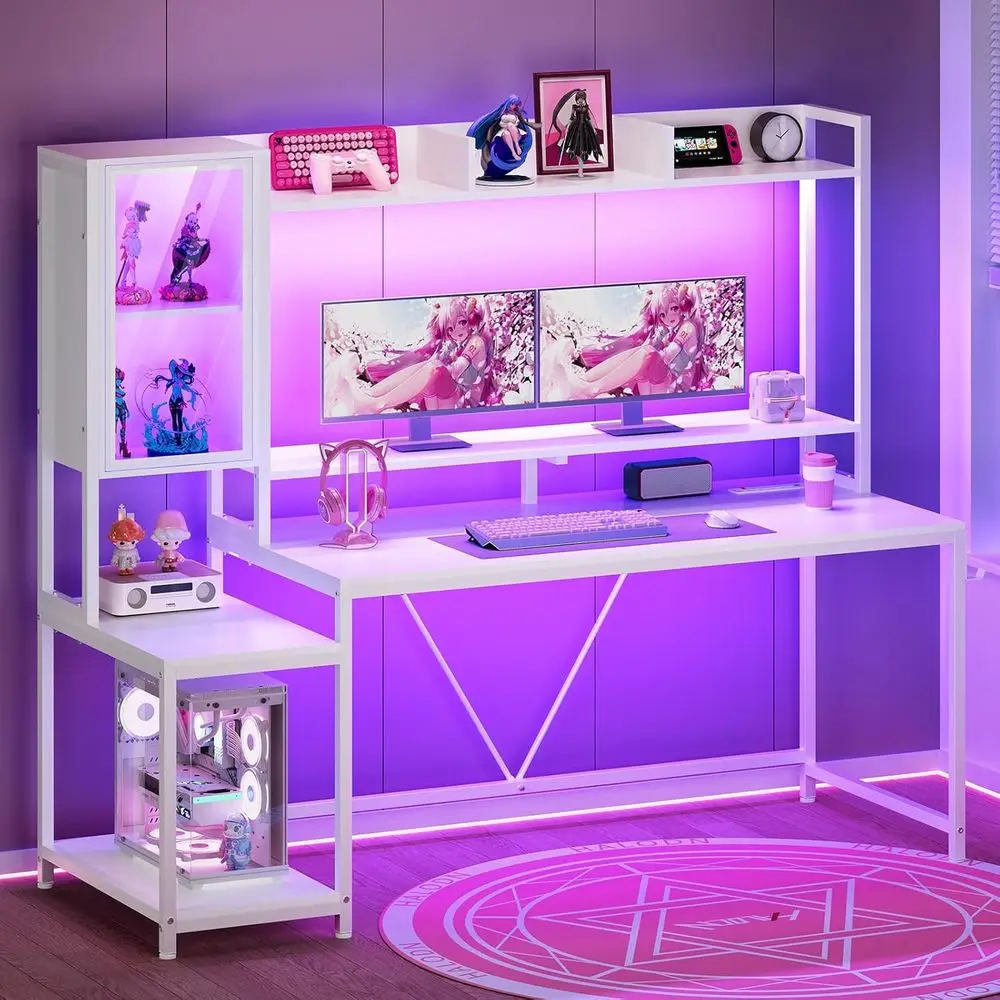 Bureau de jeu avec 60 LED, éta - Gaming Desk With Hutch avis et prix