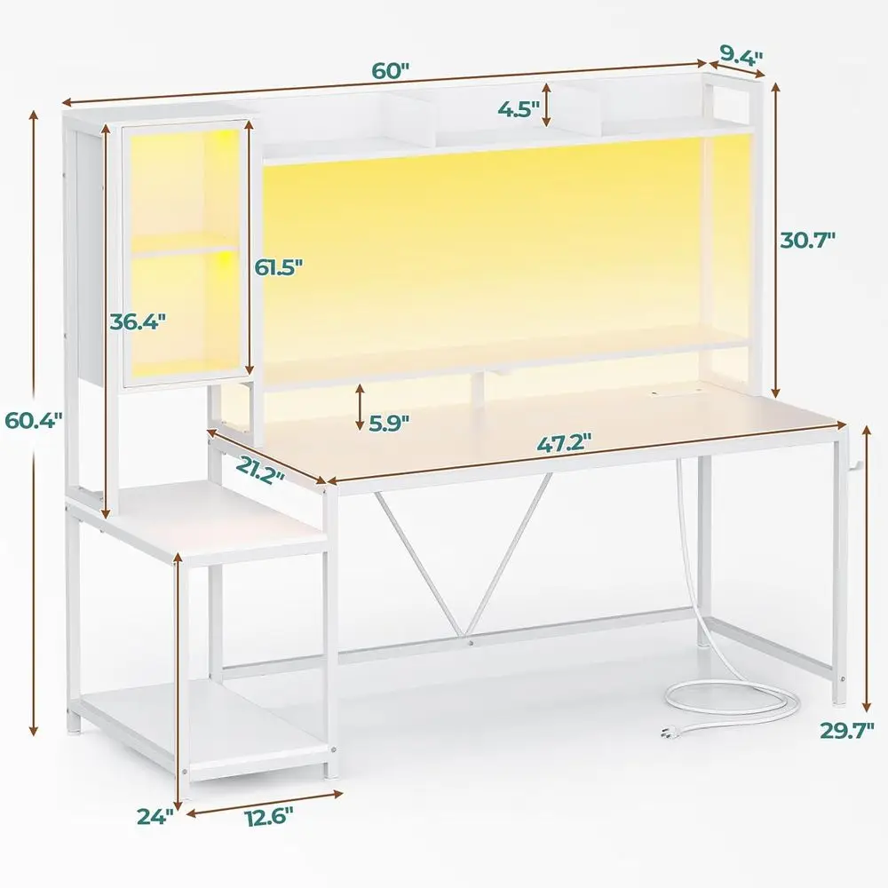 Bureau de jeu avec 60 LED, éta - Gaming Desk With Hutch avis et prix