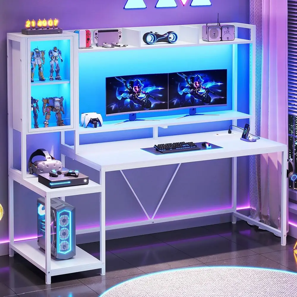 Bureau de jeu avec 60 LED, éta - Gaming Desk With Hutch avis et prix