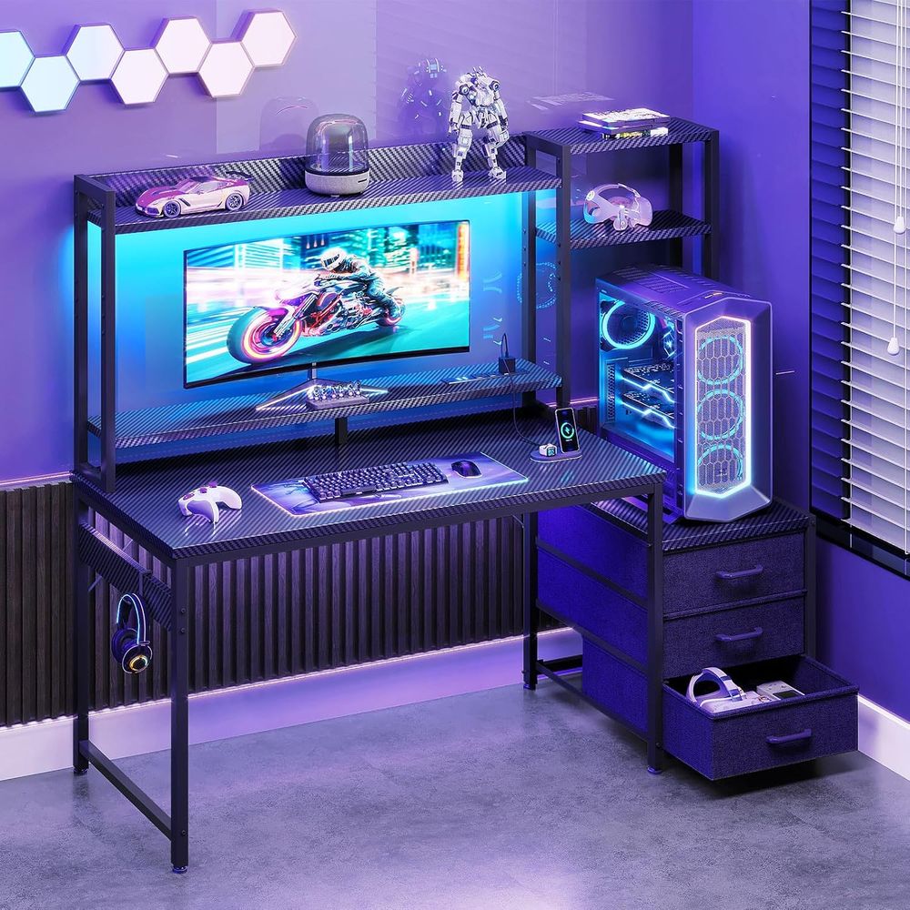 Bureau de jeu de 48 pouces ave - Gaming Desk With Hutch avis et prix