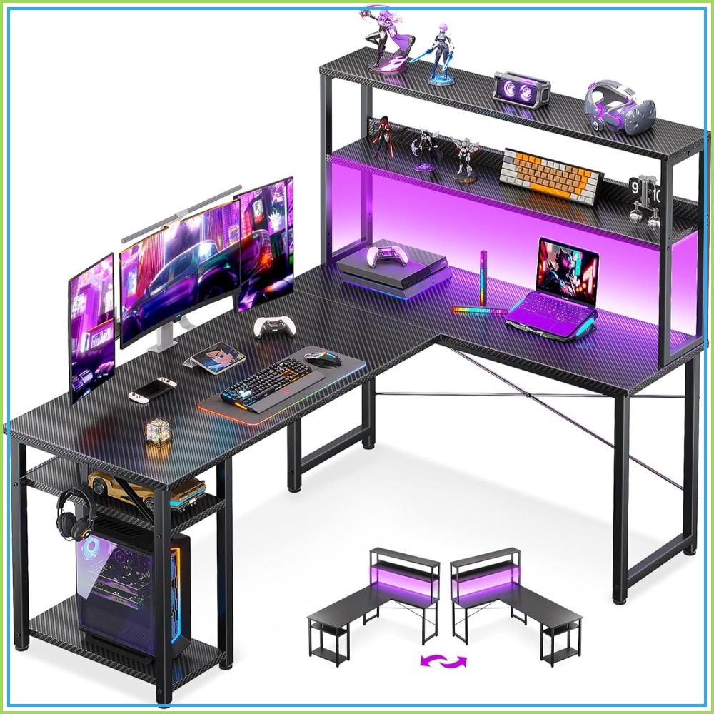 Bureau de jeu en forme de L de - Gaming Desk With Hutch avis et prix