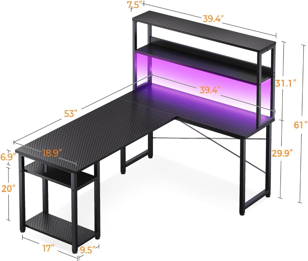 Bureau de jeu en forme de L de - Gaming Desk With Hutch avis et prix