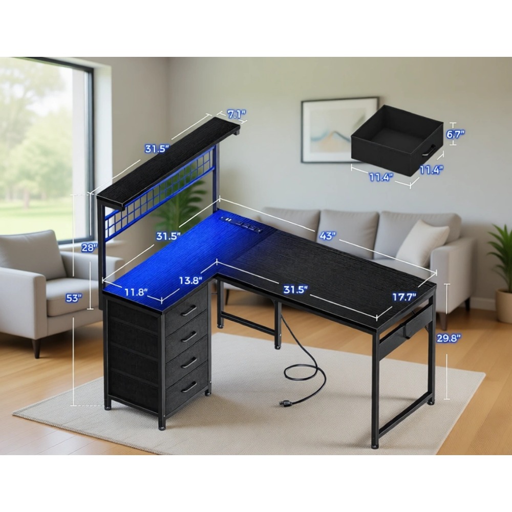 Bureau de jeu en forme de L av - Gaming Desk With Hutch avis et prix