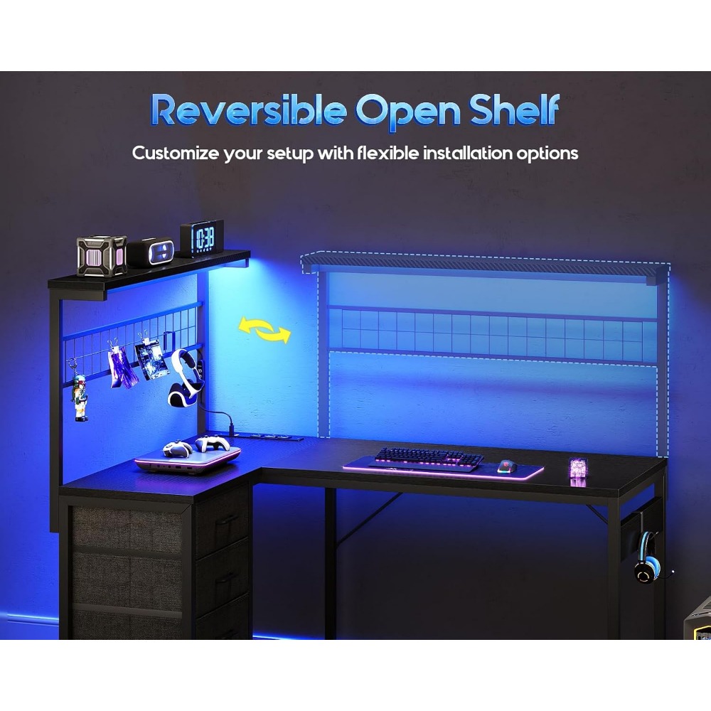 Bureau de jeu en forme de L av - Gaming Desk With Hutch avis et prix