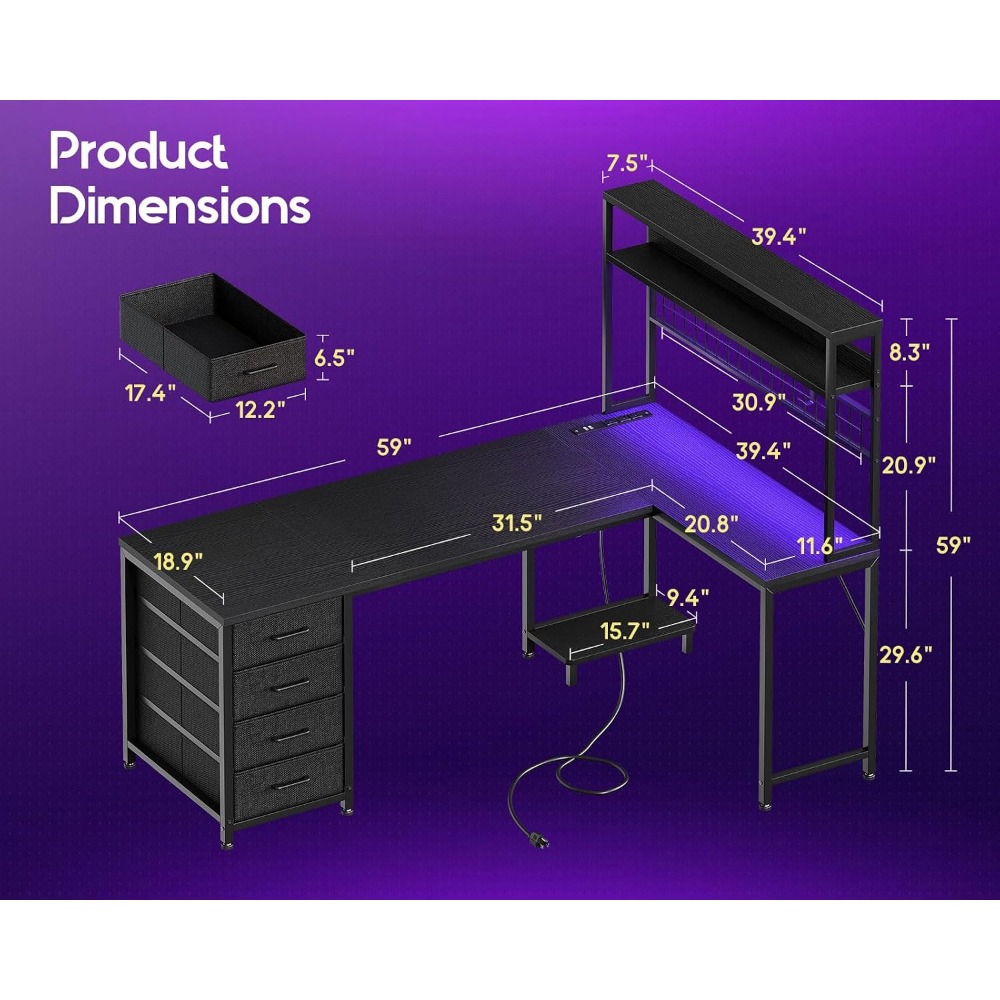 Bureau de jeu en forme de L AO - Gaming Desk With Hutch avis et prix