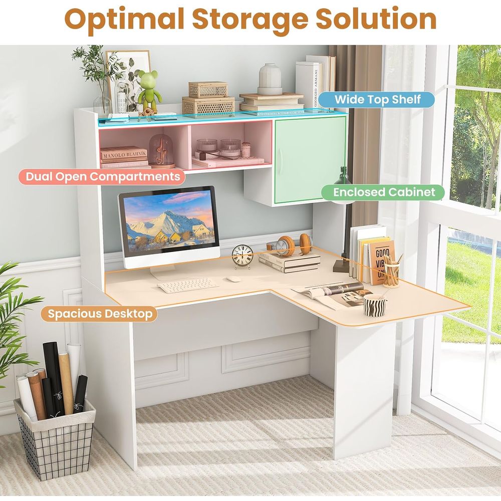 Bureau en forme de L avec meub - Gaming Desk With Hutch avis et prix