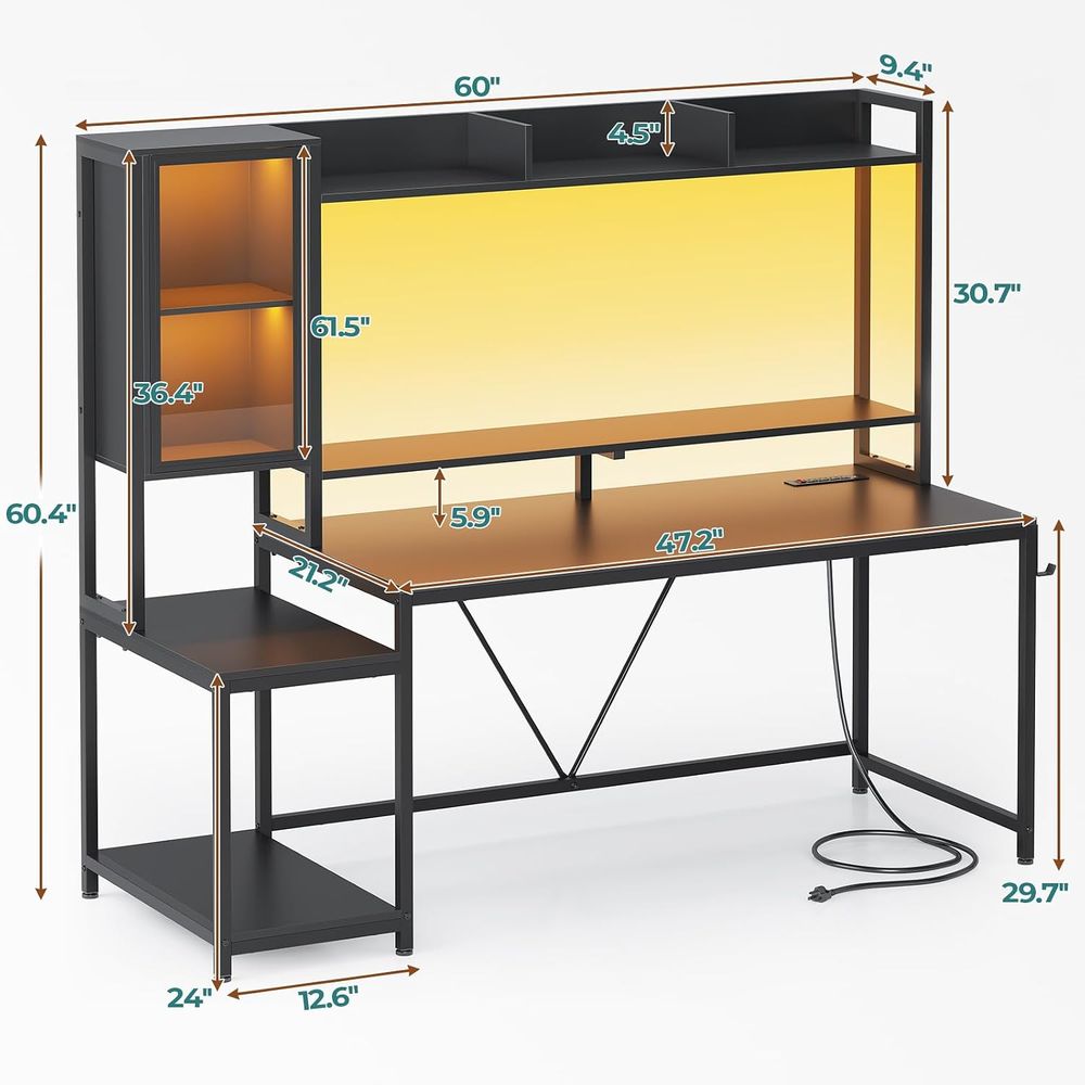 Bureau de jeu de 60 pouces ave - Gaming Desk With Hutch avis et prix