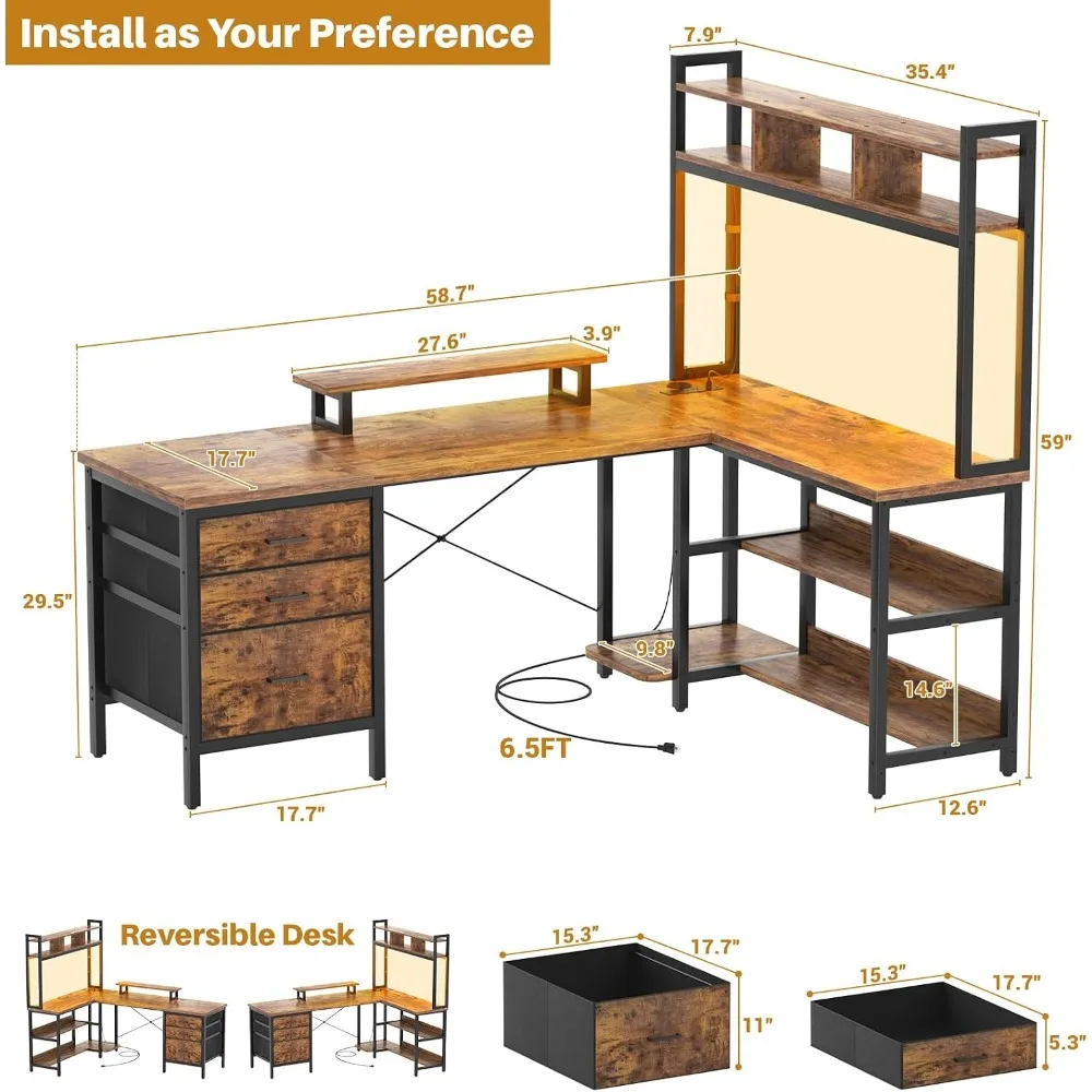 Bureau en L Aheaplus avec meub - Gaming Desk With Hutch avis et prix