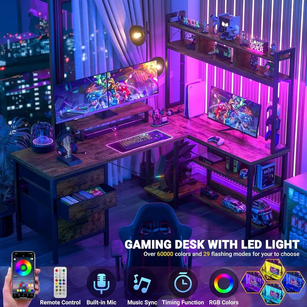 Bureau en L Aheaplus avec meub - Gaming Desk With Hutch avis et prix