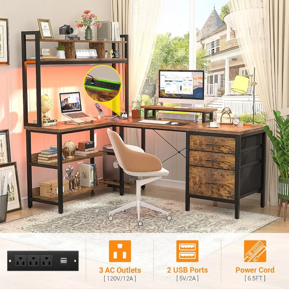 Bureau en L Aheaplus avec meub - Gaming Desk With Hutch avis et prix