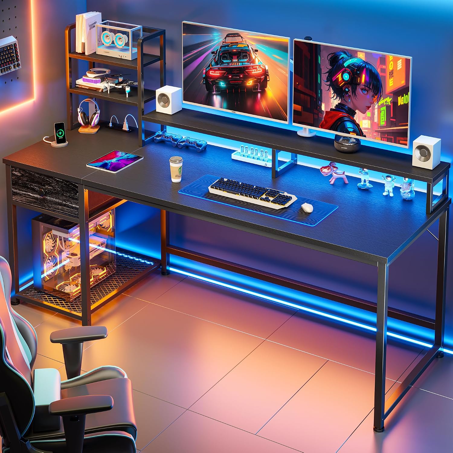 Bureau de jeu avec étagère sup - Gaming Desk With Hutch avis et prix