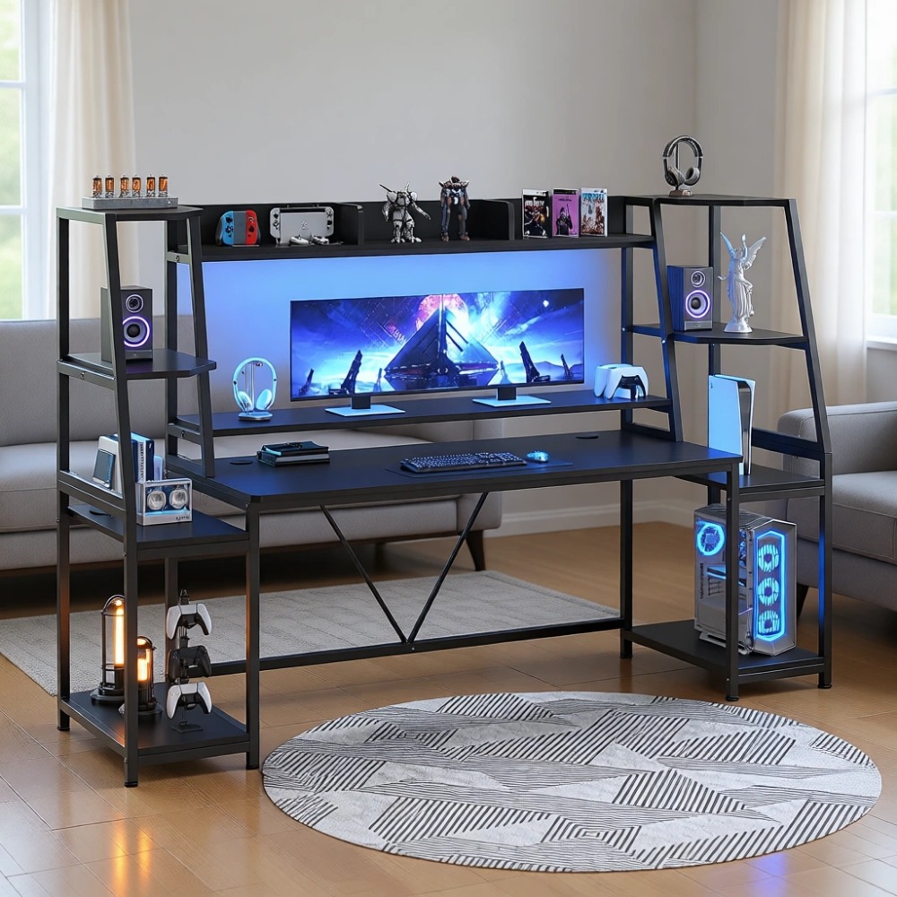 Bureau de jeu 79'' avec éclair - Gaming Desk With Hutch avis et prix