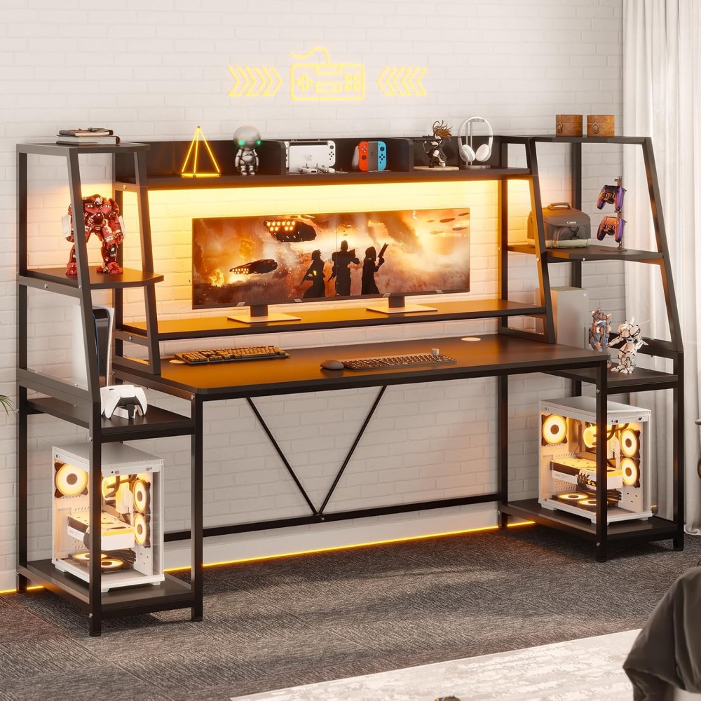 Bureau de jeu 79'' avec éclair - Gaming Desk With Hutch avis et prix